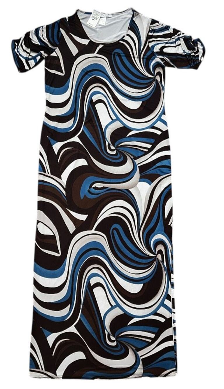 NWT Curvy Girl by Ashley Stewart Retro Swirl Print Maxi Dress 2XL